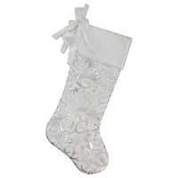 20.5" Silver Filigree Christmas Stocking