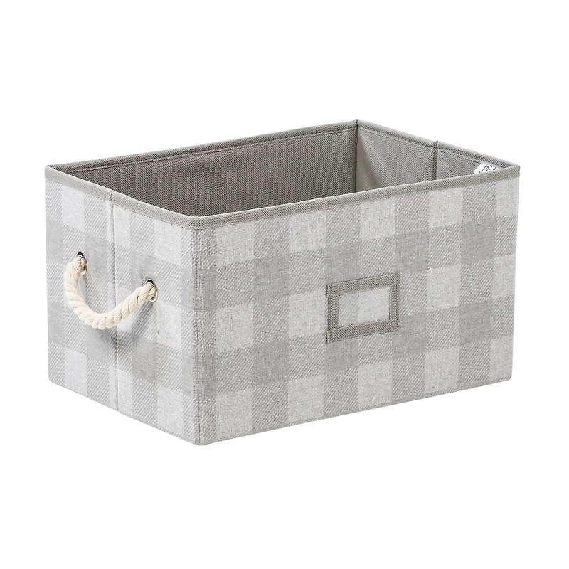 Honey Can Do Gray Plaid Large Collapsible Fabric Storage Bins With Handles Set, 3ct.