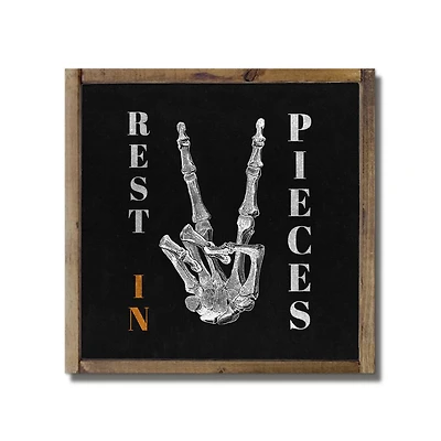 Rest in Pieces Peace Sign 13.5" x 13.5" Framed Wood Plaque