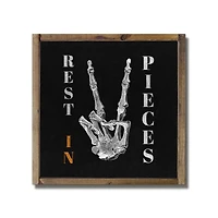 Rest in Pieces Peace Sign 13.5" x 13.5" Framed Wood Plaque