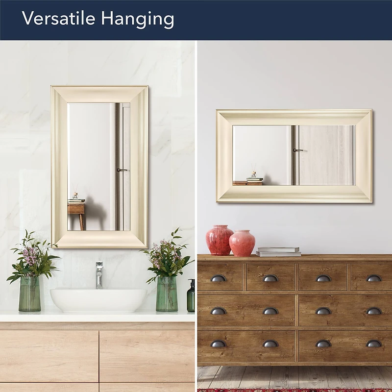 Head West 29.5" Traditional Brushed Nickel Framed Wall Vanity Mirror