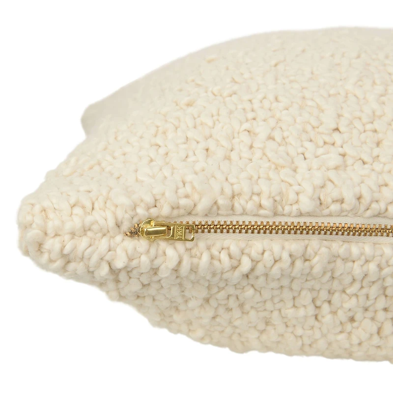 Hello Honey® Cream Woven Cotton Bouclé Pillow