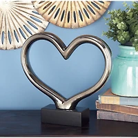 The Novogratz 12" Silver Ceramic Contemporary Heart Sculpture