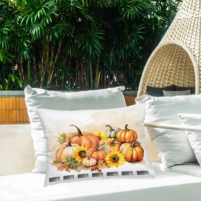 Stupell Industries Pumpkin & Sunflower Bundle Outdoor Printed Pillow
