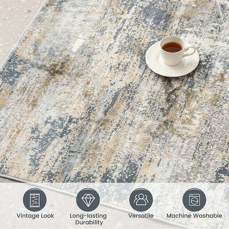 Glitzhome® 5ft. x 8ft. Gray, Ivory & Tan Abstract Area Rug