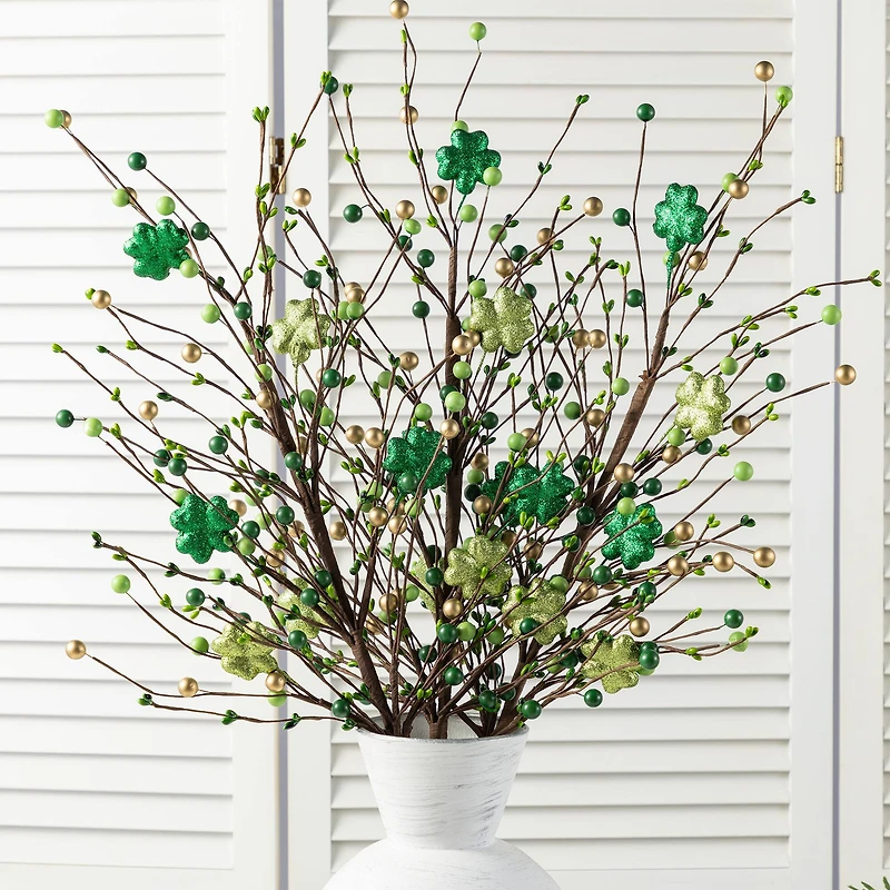 Glitzhome® 28" St. Patrick's Berry & Shamrock Picks Set