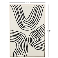 Black Wooden Abstract Wavy Line Framed Wall Art with Black Wooden Frame