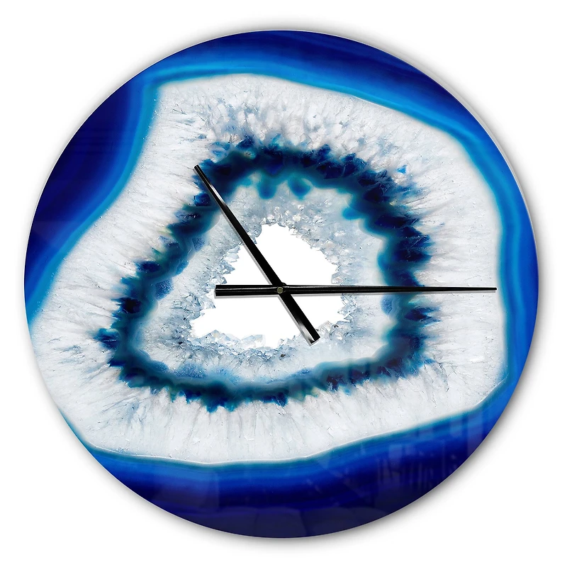 Designart Slice of Blue Agate Crystal Modern Wall Clock