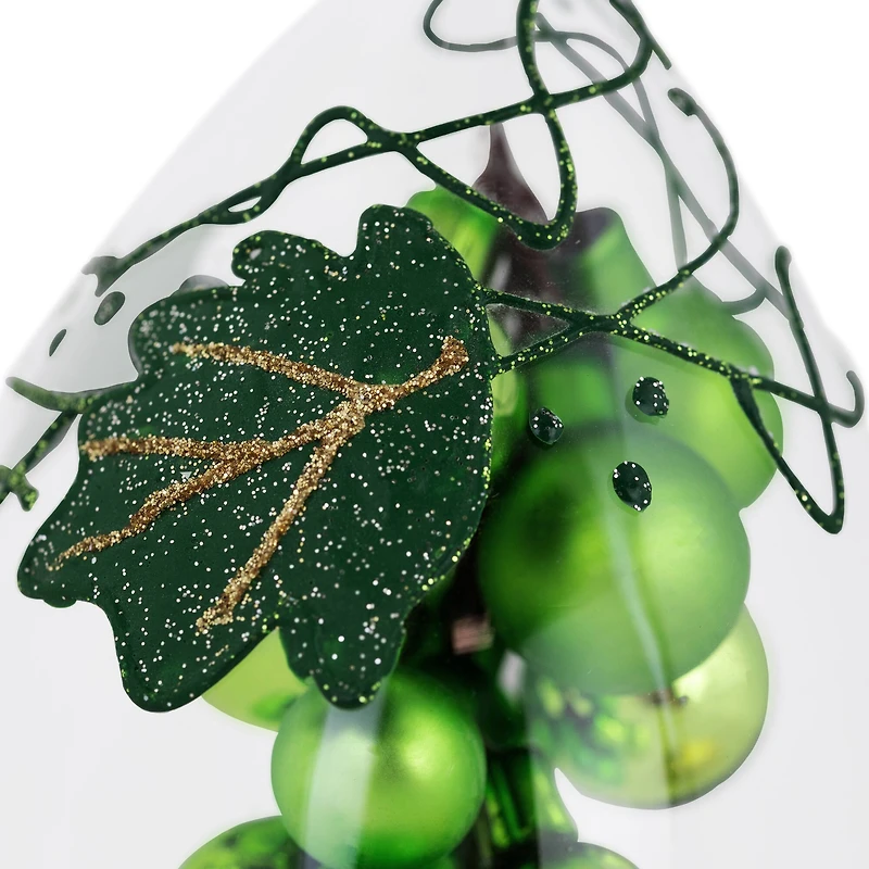 Green Grape Cluster in Glass Cloche Teardrop Ornament