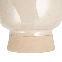 Hello Honey® 4.75" Cream Speckled Glaze Stoneware Footed Mug, 4ct.