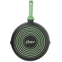 Oster Rigby 12'' Green Aluminum Nonstick Frying Pan with Pouring Spouts