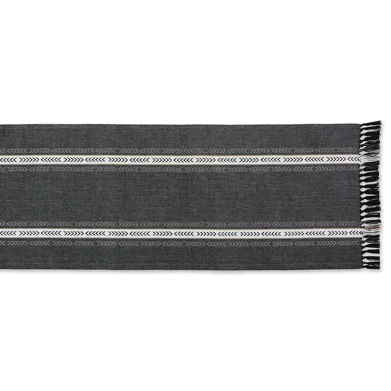 DII® 72" Dobby Striped Fringe Ribbed Table Runner