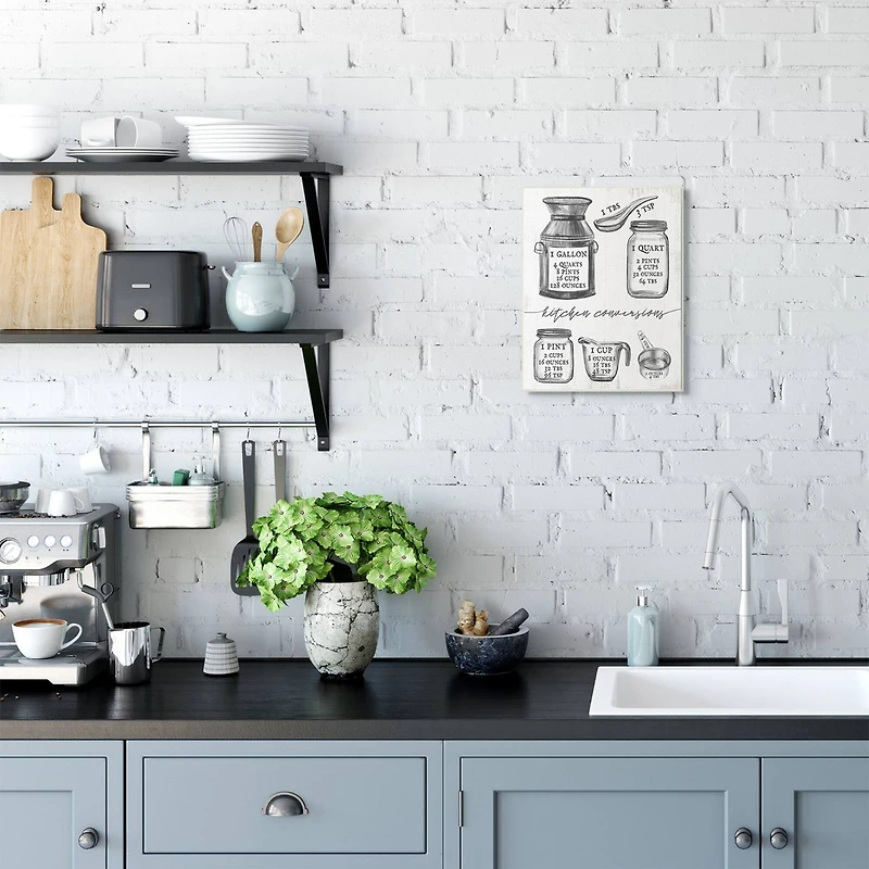 Stupell Industries Kitchen Conversion Chart Neutral Gray Word Wall Art