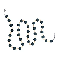 Hello Honey® 6ft. Blue Wool Felt Balls & Natural Wood Beads Garland