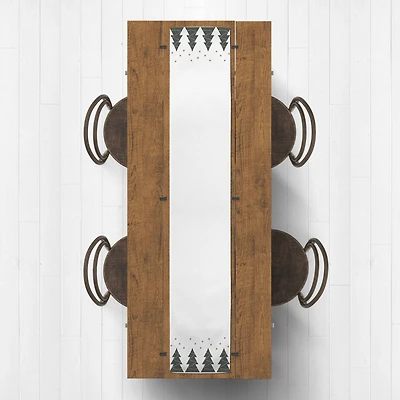 90" Christmas Tree Snow Twill Table Runner