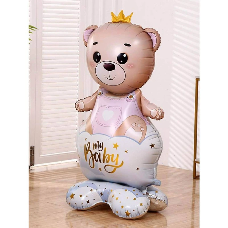 Wizardi Girl Bear with Crown Standing Foil Balloon Decoration