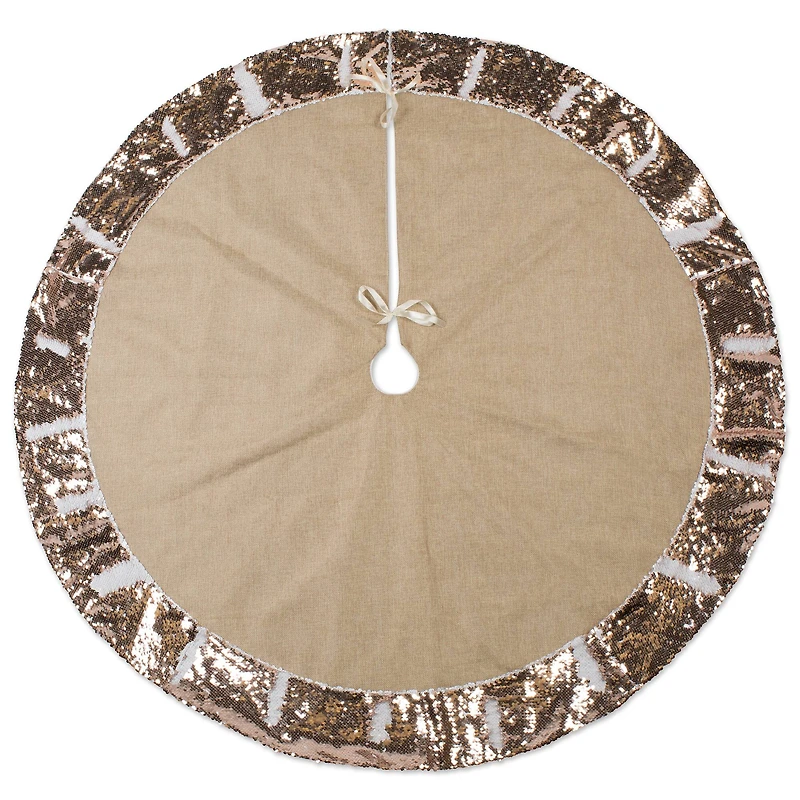 DII® Champagne Sequin Linen Holiday Tree Skirt