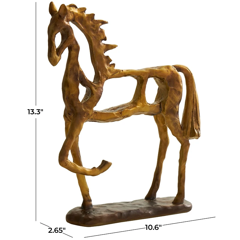 13" Gold Horse Slim Frame Textured Sculpture