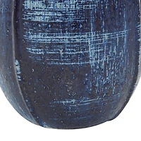 Blue Ceramic Contemporary Vase, 9" x 6" x 6"