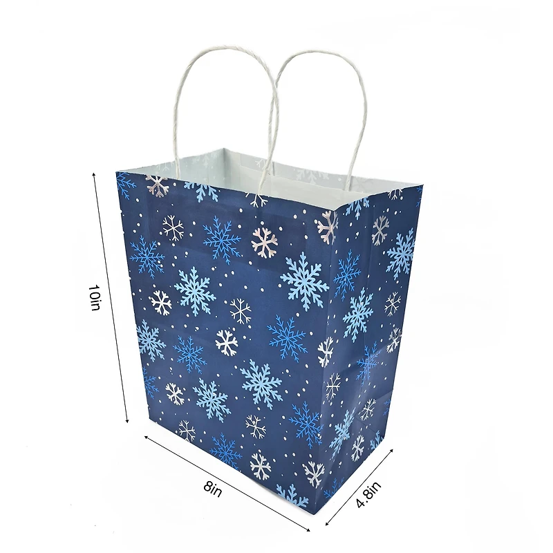 Medium Navy Snowflakes Gift Bags, 5ct. by Celebrate It™