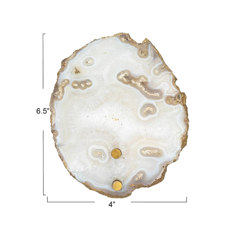 Hello Honey® 6" Natural & Brass Finish Agate & Metal Wall Lamp