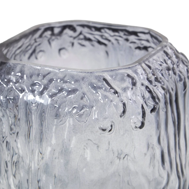 7" Gray Abstract Square Ombre Glass Vase