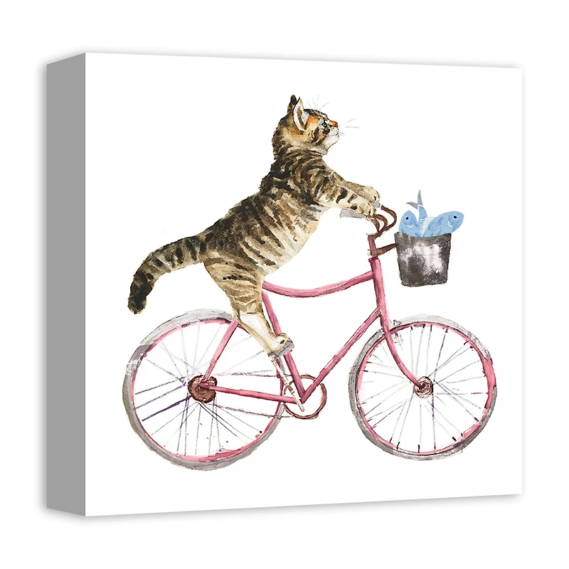 Cat on Bike Canvas Wall Art