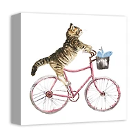 Cat on Bike Canvas Wall Art