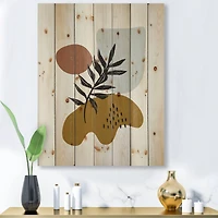 Designart - Botanical Minimalist Leaf With Abstract Shapes II