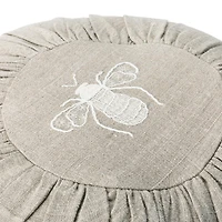 Hello Honey® Round Natural Embroidered Bee Pillow