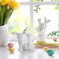 Glitzhome® Set of 2 Easter Resin Bunny Mom and Baby Table Decor
