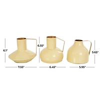 CosmoLiving by Cosmopolitan Yellow Metal Abstract Enameled Vase with Gold Handle Set