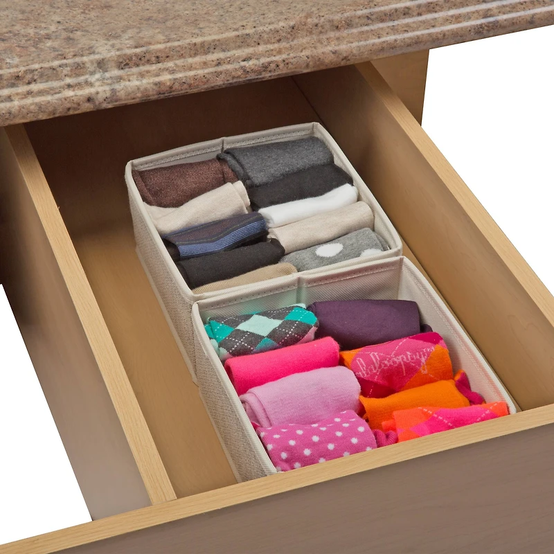 Simplify Faux Jute Medium Square Compartment Drawer Organizer, 2ct.