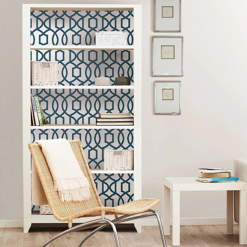 NuWallpaper Navy Grand Trellis Peel & Stick Wallpaper