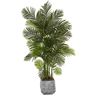 6.2ft. Areca Palm Artificial Tree in White Planter