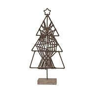 Hello Honey® 13.5" Brown Cotton Thread & Metal Tree with Star & Mango Wood Base