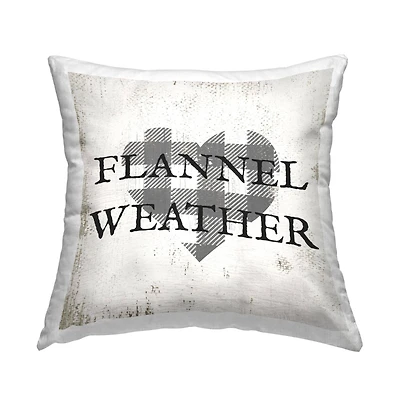 Stupell Industries Flannel Weather Vintage Plaid Heart Shape Throw Pillow, 18" x 18"