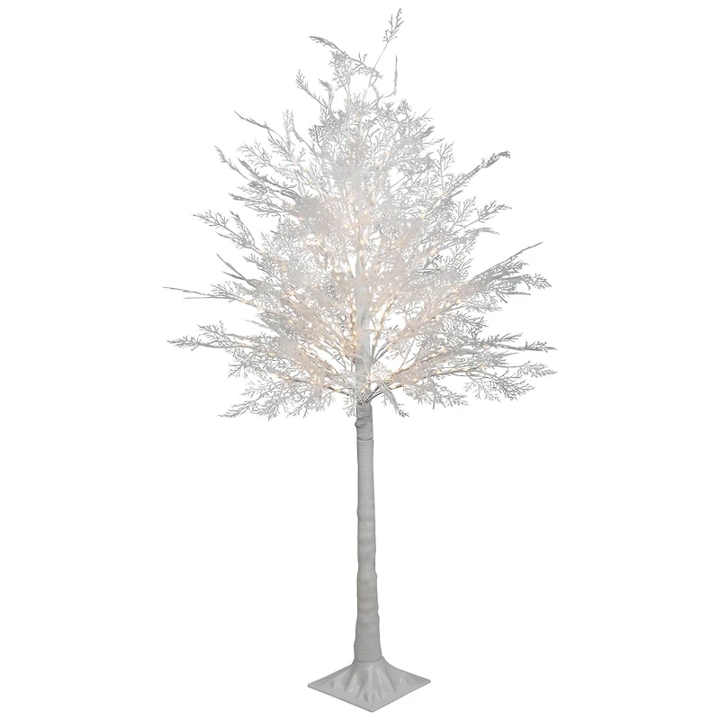 5ft. Pre-Lit White Floral Artificial Christmas Tree, Warm White LED Lights