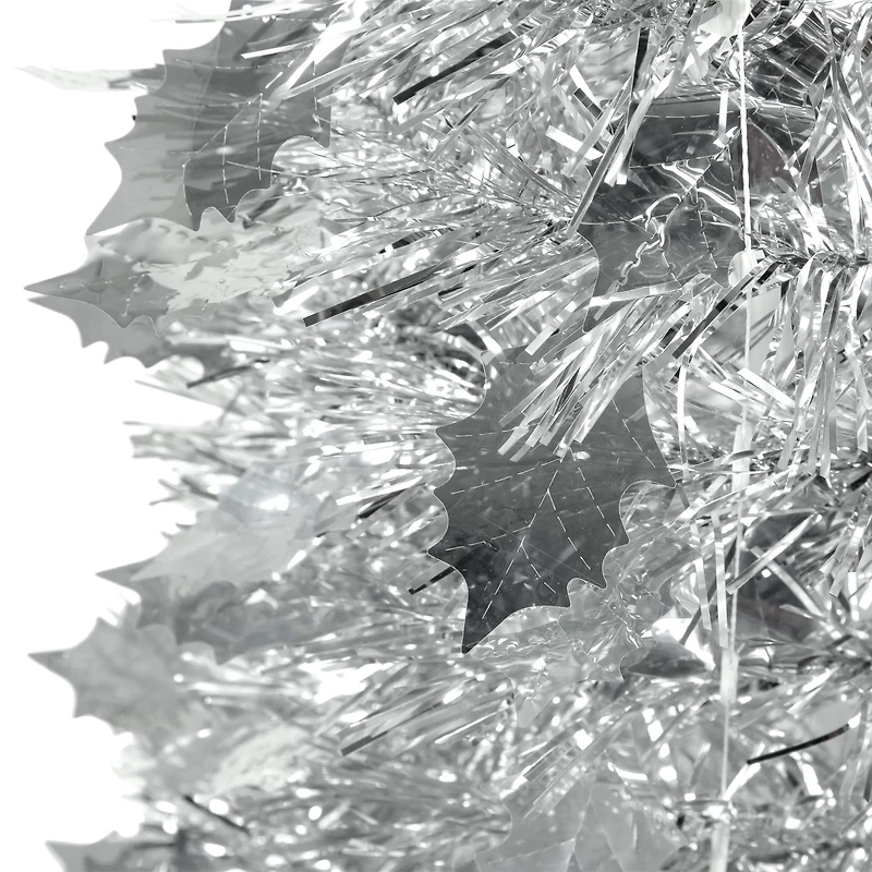 4ft. Unlit Silver Tinsel Pop-Up Artificial Christmas Tree