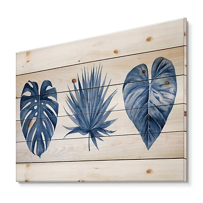 Designart - Classic Blue Tropical Leaves