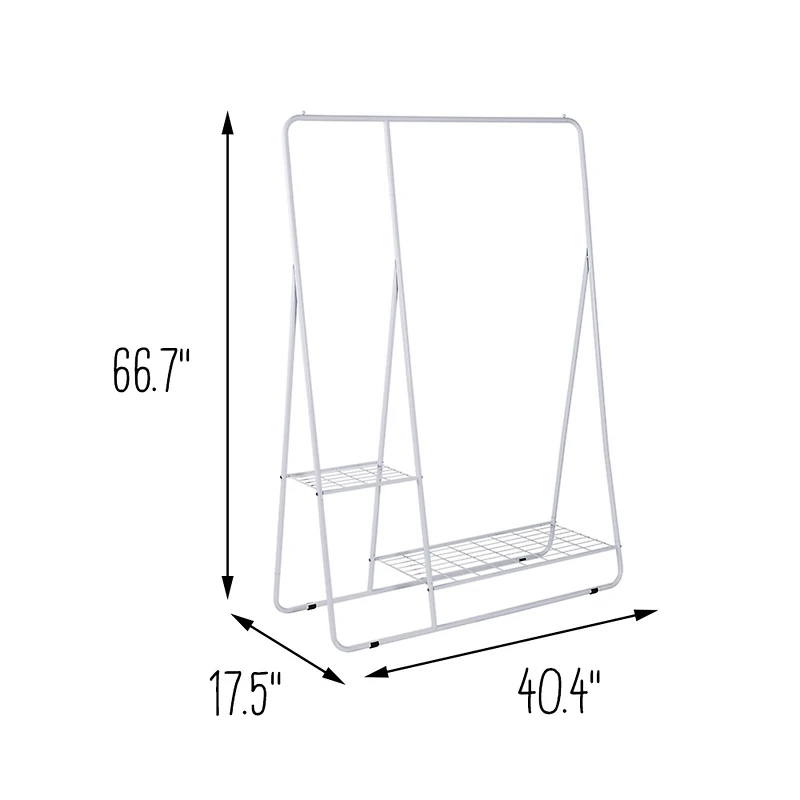 Honey Can Do White Clothing Rack with Shelves and Hanging Bar