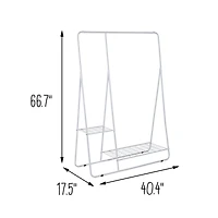 Honey Can Do White Clothing Rack with Shelves and Hanging Bar