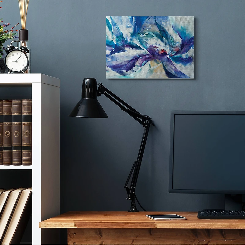 Stupell Industries Underwater Scene Abstract Swirling Blue Purple Details Canvas Wall Art