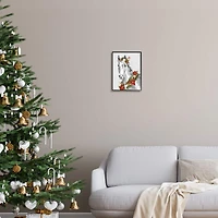 Stupell Industries Festive Holiday Horse Holly Wreath Framed Giclee Art