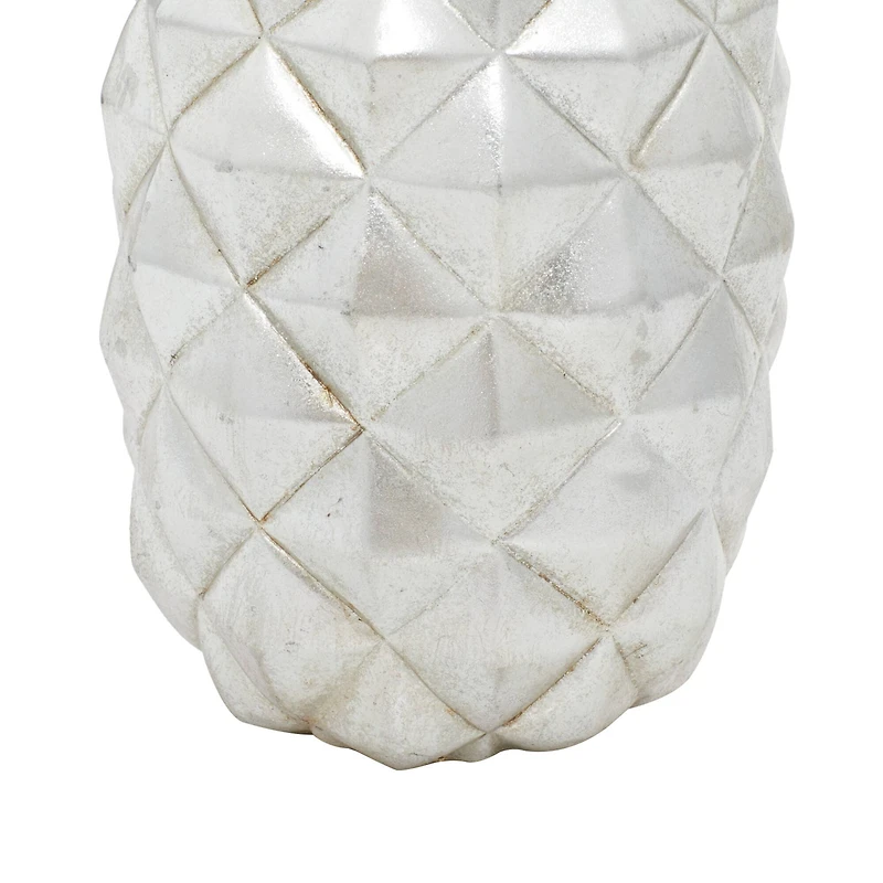 Silver Polystone Traditional Decorative Pineapple, 14" x 6" x 6"