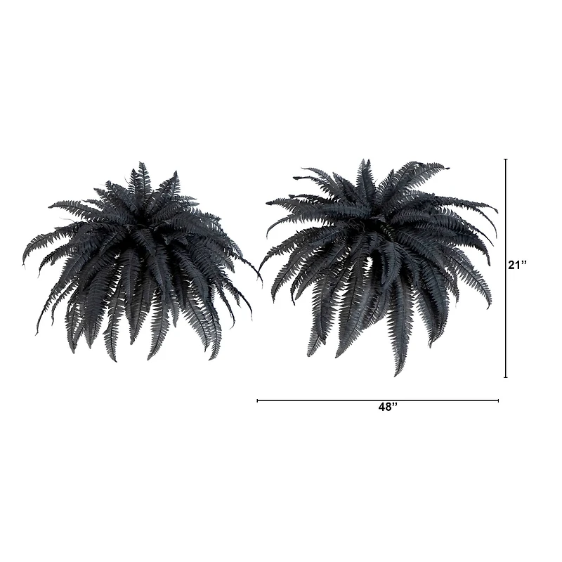 48in. Artificial Halloween Black Boston Fern - Set of 2