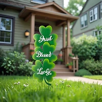 Glitzhome® 36.75" St. Patrick's Metal Shamrock Yard Stake Set