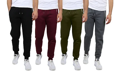 Galaxy by Harvic Fleece-Lined Men's Jogger Sweatpants with Zipper Pockets 4 Pack