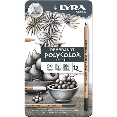 Lyra Rembrandt Polycolor Black, White & Gray Tones Pencil Set