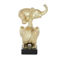 Gold Polystone Contemporary Elephant Sculpture, 10" x 8" x 6"